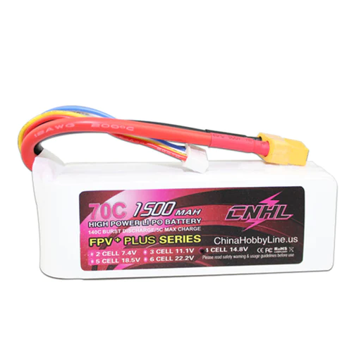 1500mAh 14.8V 4S 70C Lipo Battery with XT60 Plug